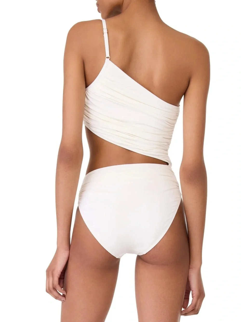 Kate Spade Swimsuit Cream Size Medium One Shoulder One Piece Rosette Cut-Out NWT